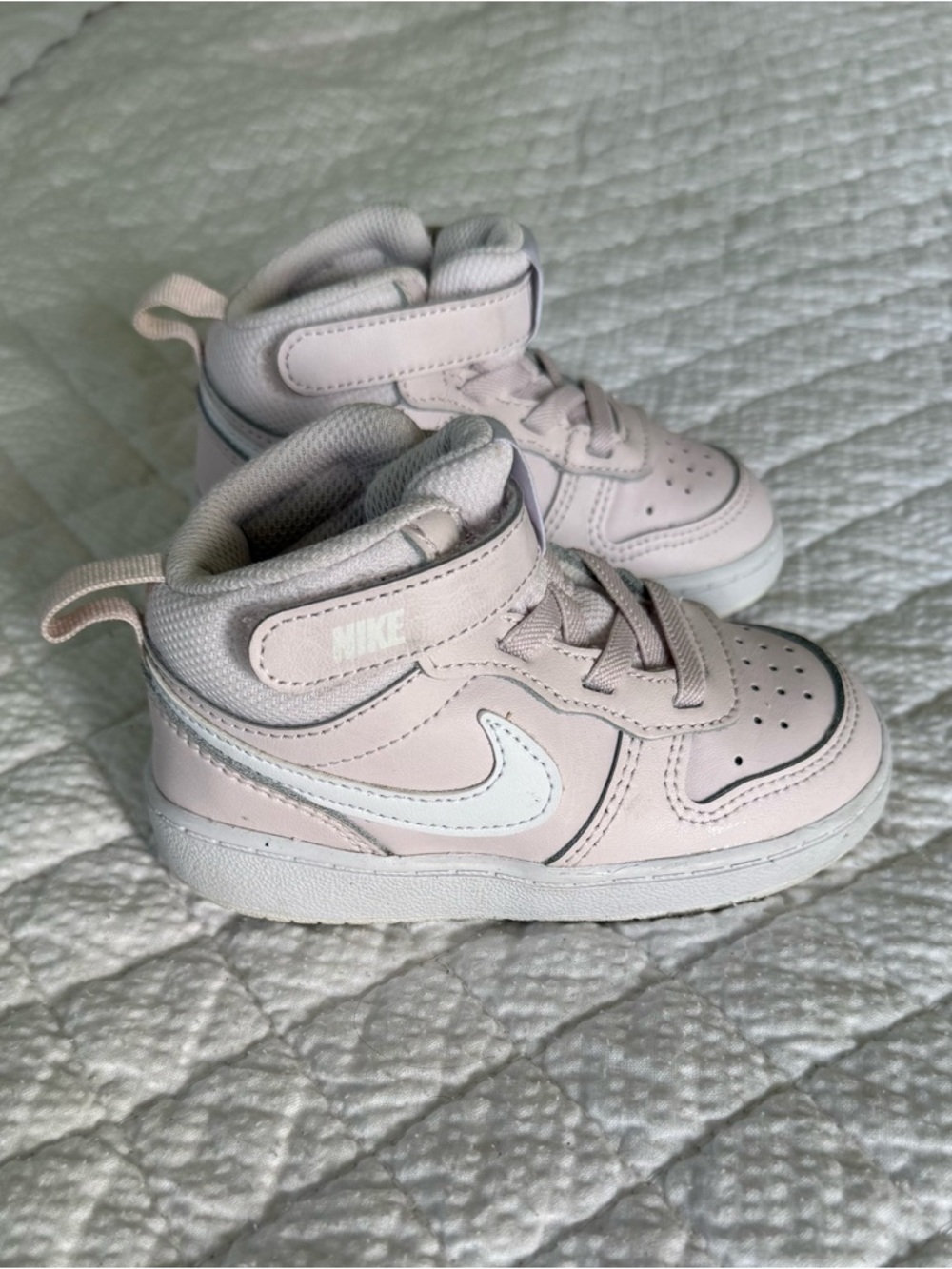 Nike Court Borough Mid 2 toddler shoes in Pearl Pink/White